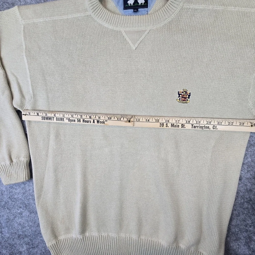 Woods & Gray Sweater Mens Extra Large Beige Crest Embroidered Cotton Pullover XL - Picture 7 of 16